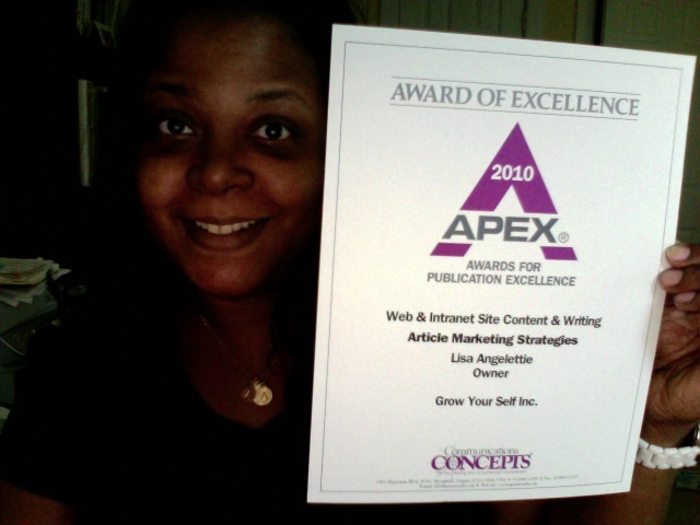 Lisa Angelettie's Apex Award