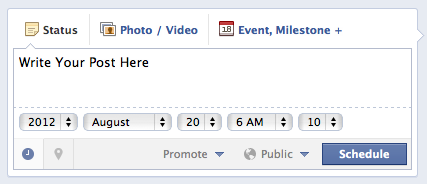 how to schedule post on facebook fan page