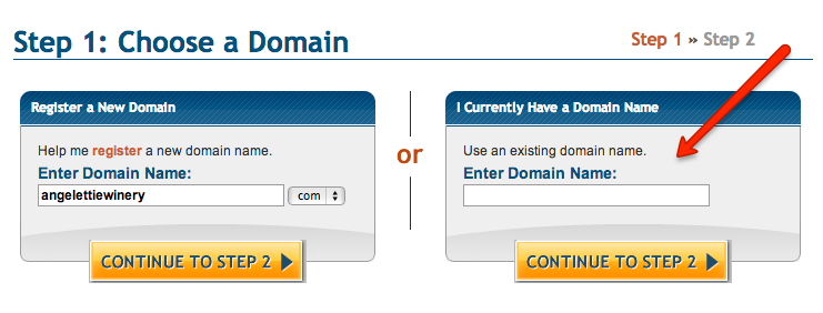 existing domain name